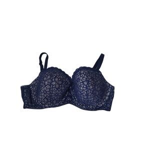 Victoria's Secret Dream Angels Lined Demi Bra Size 38D Navy‎ Blue Lace